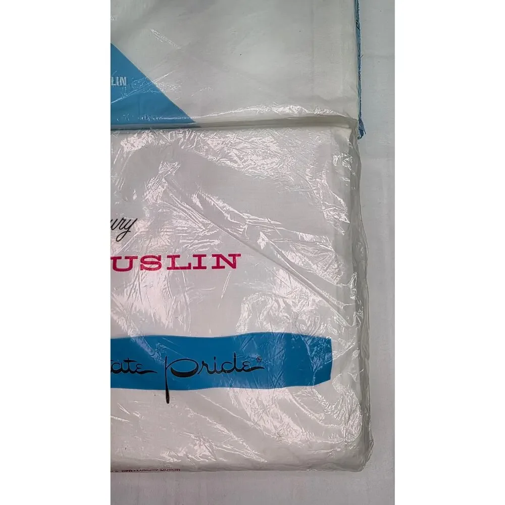 Vintage Muslin Flat Sheets Full Double 81x108 White Cotton State Pride